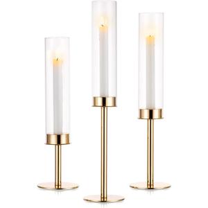Nuptio Gold Candlestick Holder Tall Hurricane Candle Holder Set of 3 Taper Candle Holders Candle Stand Glass Cover Candlesticks Holders Table Centerpiece for Wedding Party Birthday Christmas Decor Nuptio Gold Candlestick Holder Tall Hurricane Candle Holder Set of 3 Taper Candle Holders Candle Stand Glass Cover Candlesticks Holders Table Centerpiece for Wedding Party Birthday Christmas Decor