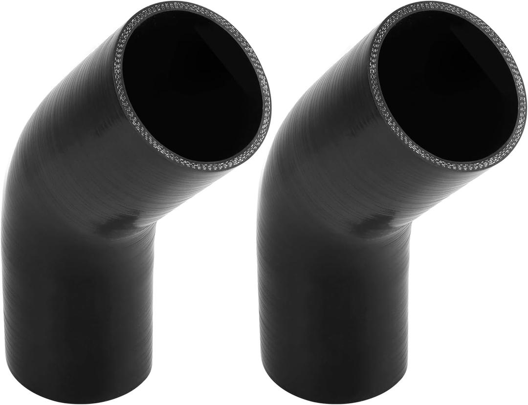 QWORK 45 Degree Elbow Silicone Hose, 2 Pack 3" ID 4-Ply Reinforced Silicone Hose for Turbo, Intercooler and Intake, 5" Each Leg Length
