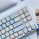 Mao Height Cat Shape Theme keycaps PBT keycaps Customized keycap Set Suitable for 61/87/104/108 Cherry MX Switch and Other Mechanical Keyboards (Blue)