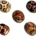Housweety 100 Mixed Painted Drum Wood Spacer Beads 17x16mm, Round Loose Bulk for Braids, African Beads for Hair, Jewelry Making, Craft DIY, Macrame Rosary Bracelet Necklace Making