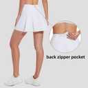 M MOTEEPI 16" Tennis Skirts for Women Pleated Golf Athletic Skorts Skirts with Shorts Pockets Running Pickleball Summer (X-Large, White)