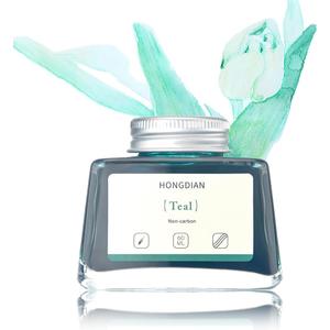 Hongdian Fountain Pen Bottled Ink Teal Color, 60ml Non Carbon Inkwell Bottle, Artist Calligraphy Ink