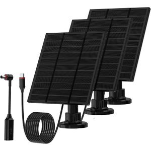 Solar Panels for Ring Camera Outdoor (New Generation) 5W 5V Solar Panel Charger with USB-C&Plug for Spotlight Cam Plus&Stick Up Cam Pro.Waterproof IP65 360°Adjustable 2M Cable (Black, 3)