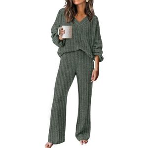 RUMIA Lounge Sets for Women 2026 Vacation Matching Track Suits Sweater Fall Outfits (XX-Large, Green)