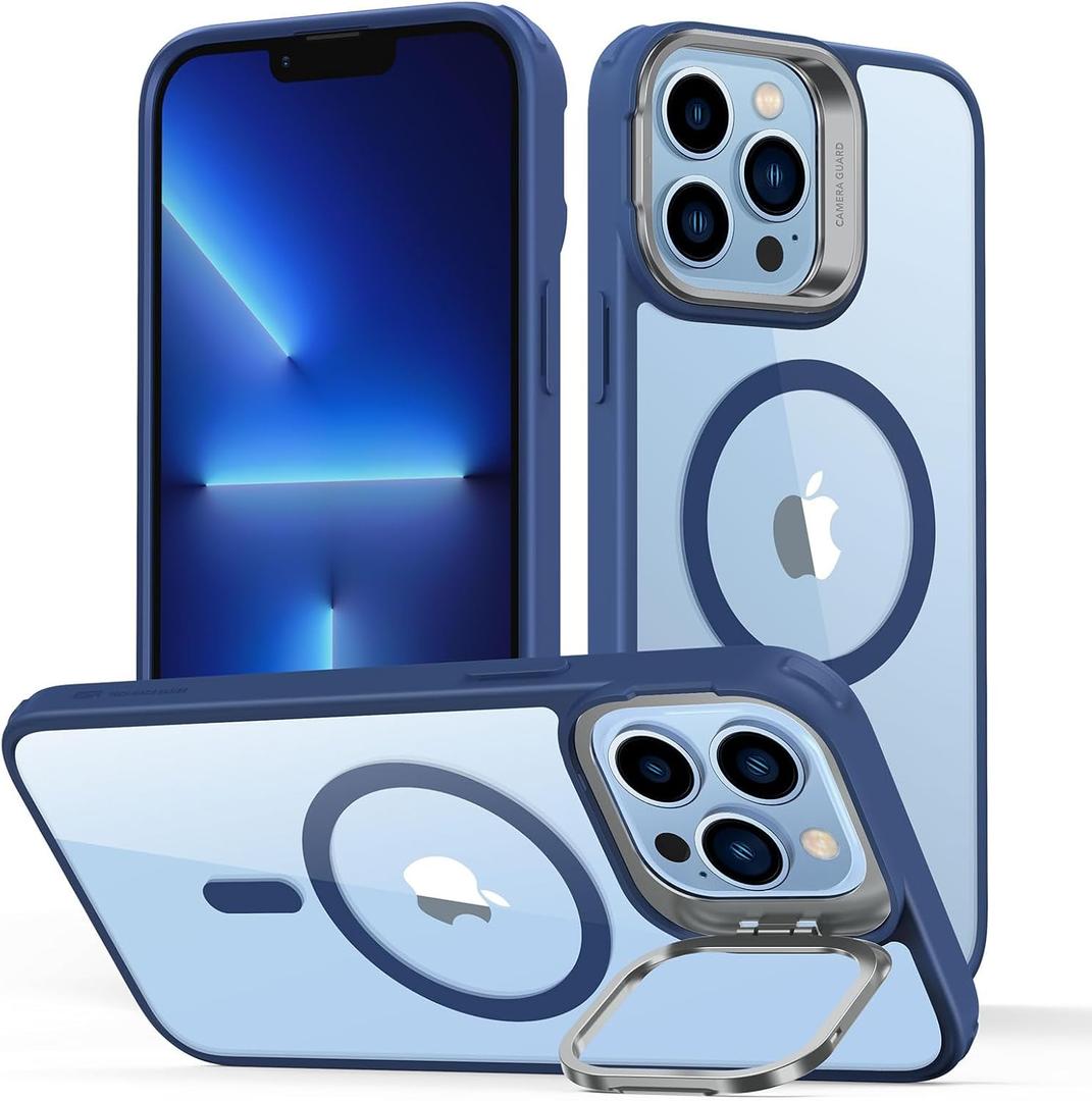 ESR for iPhone 13 Pro Max Case, Compatible with MagSafe, Built-in Camera Ring Stand, Military-Grade Protection, Magnetic Phone Case for iPhone 13 Pro Max, Classic Series, Clear Blue