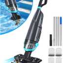 Cordless Handheld Pool Vacuum Cleaner with 4 Filter Bags, Suitable for Ultra-fine Impurity Filtration | Dual Brush Heads + Aluminum Poles | 20.5 GPM Suction -Powerful Spa Vacuum for Hot Tub (Blue)