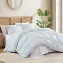 Andency Gingham Duvet Cover Queen Size, Blue Checkered Plaid Bedding Set, 3 Pieces Soft Prewashed Polyester Comforter Cover with Zipper Closure & Corner Ties