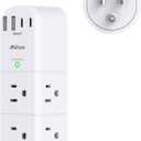 Surge Protector Outlet Extender with Rotating Plug, 6 AC Multi Plug Wall Outlets and 4 USB Ports, 1800 Joules, Swivel Power Strip Electrical Splitter for Home Decor Apartment Dorm Room Essentials