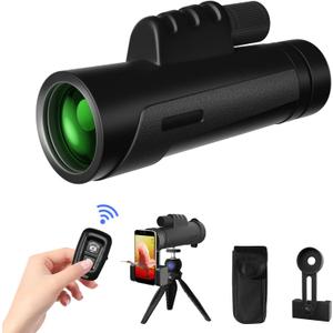 Emart 12x50 Monocular Telescope with Wireless Remote, High Power BAK4 Prism Monocular with Tripod & Phone Holder for Adult, HD Waterproof Monocular for Bird Watching Wildlife Hunting Camping Hiking