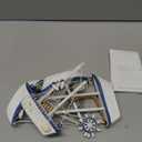 TIHOOD 4PCS Mini Sailboat Model Decoration Wooden Miniature Sailing Boat Home Decor Set, Beach Nautical Design, Navy Blue and White, 4.4 x 6.8 Inch (StyleB)