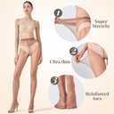 3 Pairs Sheer Pantyhose for Women T-Crotch Tights 20D Ultra Thin High Waist Stockings, Small