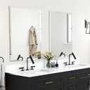 Chende 2PCS Bathroom Mirror with Beveled Edge, 20" x 28" Frameless Wall Mirror for Bedroom Vanity, Entryways, Washrooms, Living Rooms, Rectangular Horizontal or Vertical Hanging (20" x 28")