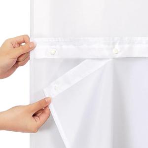 Gibelle White Fabric Snap in Shower Curtain Liner Replacement Fitted for No Hook Shower Curtain, Water Repellent Liner for Bathroom 70x61 Inch 1 Pack