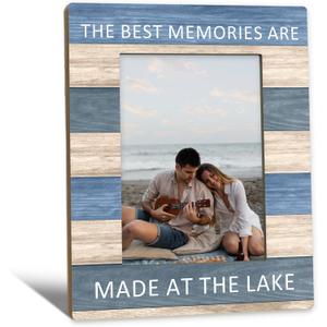 Lake House Gifts Picture Frame 5x7, Lake House Decor Photo Frame, Birthday Gifts for Lake Lover Women Men, The Best Memories are Made at the Lake Wooden Picture Photo Frames for Desk Home Room Decor