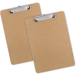 Wood Clipboards Set of 2, Letter Size Hardboard Clip Board 8.5x11 for Classroom, Students, Kid, A4 Standard Size 9" x 12.5" with Low Profile Clip, Office & School Supply
