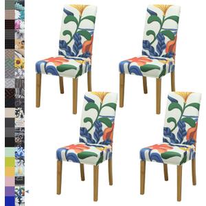 Chair Covers,Dining Room Chair Covers Set of 4,Stretch Kitchen Chair Cover,Washable Dining Chair Cover,Parsons Chair Slipcovers Protective,for Home,Restaurant,Banquet (Pattern 6)