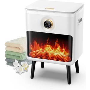 Towel Warmer, 23L Large Luxury Towel Warmers for Bathroom with 3D Flame Screen, Auto Shut Off Even Heated Hot Towel Warmer Bucket for Towels, Bathrobes, Blankets, PJ's, White