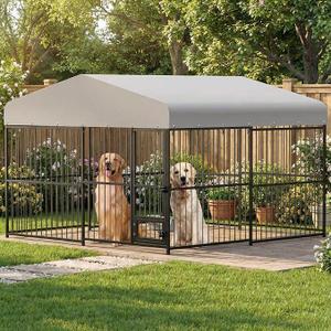 Garvee 10x10x6 FT Outdoor Dog Kennel, Dog Enclosures Outside with UV-Resistant Waterproof Roof Cover and Lock,for Medium and Large Dogs,Easy Assembly