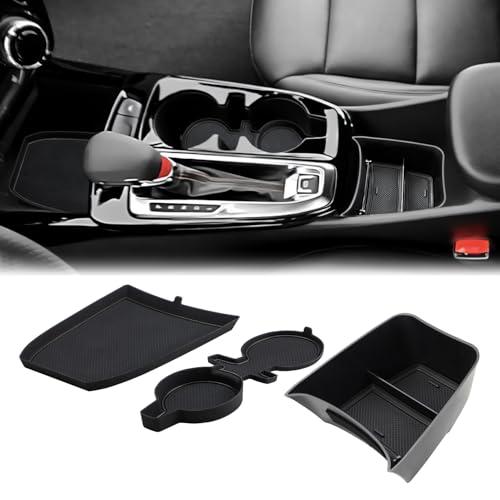 Auovo Center Console Tray Storage Box & 3D Cup Holder Insert Coasters Compatible with Chevy Trax 2024 2025 Accessories Armrest Console Organizer Center Console Organizer Tray(Black Trim)