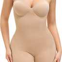 Slimers Strapless Shapewear Bodysuit For Woman: Seamless Body Shaper Built In Bar - Tummy Control Butt Lifter Shapewear (Medium, Nude)