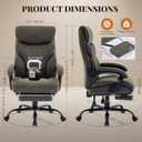 Big and Tall Office Chairs with Foot Rest,500LBS Wide Ergonomic Gaming Chair,100-135Recline Executive Leather Computer Chairs with Adjustable Height,Gray