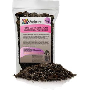 Gardenera Fiddle Leaf Fig Soil Mix - Premium Blend of Peat Moss, New Zealand Bark, Coco Chips, and Perlite for All Purpose Planting - 5 Quart Bag