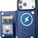 ONETOP Compatible with Magsafe for iPhone 17 Pro Max Wallet Case with Card Holder, PU Leather Kickstand RFID Blocking Case, Double Magnetic Clasp and Durable Shockproof Cover 6.9 Inch (Blue)