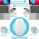 Mouse for MacBook Wireless Bluetooth Mouse Laptop MacBook Air Mac Pro Rechargeable Silent PC iPad Optical Mouse with Dual Mode Switch Bluetooth 5.2/3.0 and 2.4GHz USB Type-C Receiver Silvery