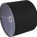 Black Lamp Shade, Large Drum Lampshade 13in Top x 13in Bottom x 10in High, Replacement Lamp Shade Natural Linen Hand Crafted for Table Lamps Floor Lamps Chandelier Lamp, Easy Assembly Required