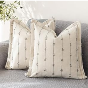 LANANAS Decorative Throw Pillow Covers 18x18 Set of 2 for Couch Sofa Bed Living Room Neutral Farmhouse Boho Modern Accent Home Decor Cushion Covers (Cream Grey, 18x18 Inch)