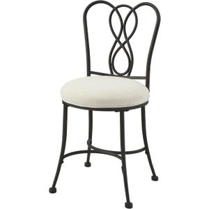 Bronze Decorative‑Back Iron Upholstered Vanity Stool  18.7"D x 15.94"W x 32.48"H