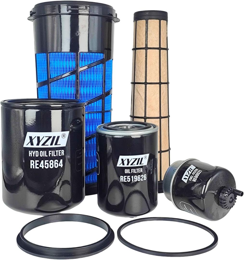 Service Filter Kit Compatible with John Deere 5045E 5055E 5065E 5075E Tractor w/ T2 & IT4 Engine RE282286 RE282287 RE60021 RE519626 RE45864 Primary Secondary Air Fuel Hydraulic Oil Filter