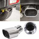 Stainless Steel Car Exhaust Square Tip, 2.5" to 3.7" Universal Car Exhaust Pipe Tail Throat Tail Pipe, Modification Tailpipe Flue Muffler Rear Tip Pipe with Mesh (Curved,Silver)