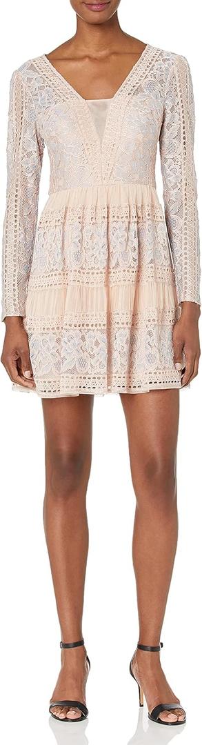 BCBGMAXAZRIA Women's Metallic Mini Dress, Pink, Size 12