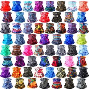 60 Pcs Neck Gaiter Bulk for Men Women Balaclava Face Mask Coverings Seamless Headwear Bandana UV Protection Neck Scarf