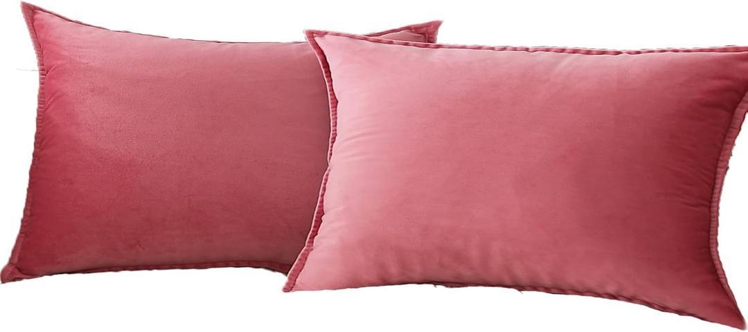 JIAHANNHA Velvet Pink Throw Pillow Covers 12x20 Inches Pack of 2 Soft Decorative Square Cushion Covers for Couch Sofa Bed Livingroom Car,30x50Cm