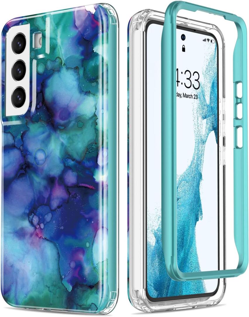 Esdot for Samsung Galaxy S22 Case,Military Grade Passing 21ft Drop Test,Rugged Cover with Fashionable Designs for Women Girls,Protective Phone Case for Galaxy S22 6.1" Opal Marble Purple