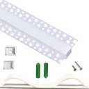 Plaster-in Trimless Ceiling Recessed LED Strip Channel Diffuser 5-Pack 3.3FT,Continuous Silicone Cover with Bilateral Upper Flange,Wide Aluminum Drywall Track (5X3.28FT, Bilateral Upper-Flanged)