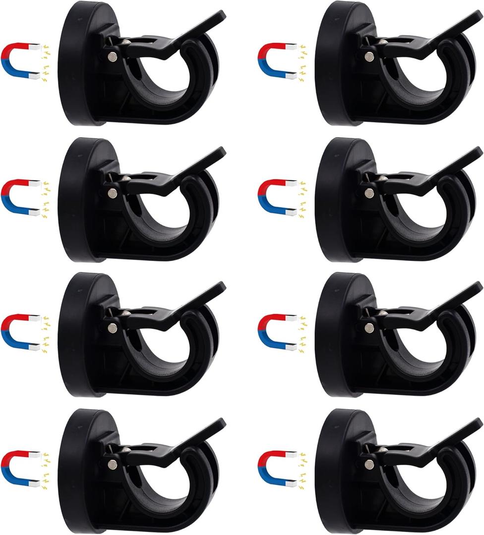 YYST Magnetic Curtain Rod Bracket-NO Rod , Towel Bar Bracket , No Drill Curtain Rod Holder for Poles of 0.4~0.86 Inch (Black X 8)