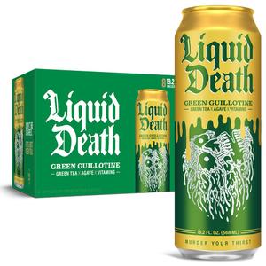 Liquid Death, Green Guillotine Iced Tea, 8-Pack (19.2oz Cans), Green Tea, Low Calorie, No Artificial Sweeteners, B12 & B6 Vitamins (EXP 05/22/26)