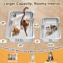 XXXL Low Entry Litter Box for Big Senior Cats & Multiple Cats, 28” x 20” x 8” Extra Large Metal Litter Box, High Sided Stainless Steel Litter Pan with Odor Control, Easy to Clean