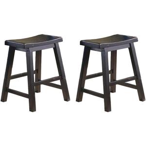 Homelegance Saddleback Solid Wood Kitchen Height Bar Stool Set Of 2 - Saddle Kitchen Stool Dining Height Stools for Dining, Armless Chair Seating Options, Perfect Casual Entertaining Spaces Black (18 Inch)