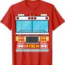 Fire Truck Costume Simple Easy Halloween Group Costume T-Shirt