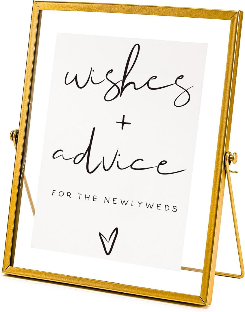 Calculs Advice And Wishes For The Mr And Mrs Gold Floating Picture Frame Wedding Signs Place Card/Menu Holder 10 x 8 Inches Centerpiece Table Dcor Bridal Shower