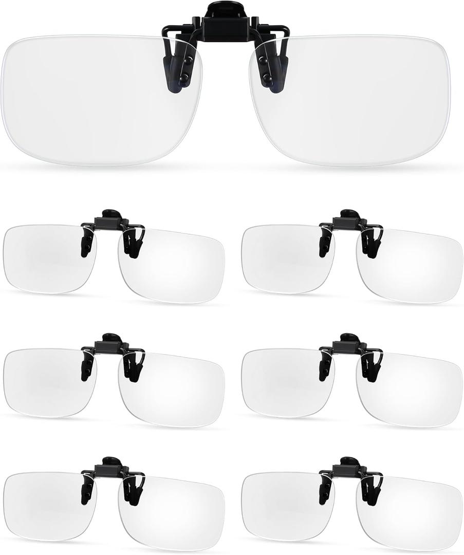 6 Pairs Clip on Reading Glasses Flip up Magnifying Clip on Lens Blue Light Blocking Non Prescription Reading Glasses (Classic Color)