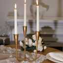 Modern 3-Arm Candelabra Holder, Cast Iron Metal Candlestick Holders 9.3 Inches Tall Candle Holder Candle Stand Brass Gold Candle Stand, Curved Design
