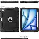 Azzsy Case for iPad Air 11 Inch M4/M3/M2 (2026/2025/2024), iPad Air 5th/4th Generation 10.9 Inch (2022/2020), Heavy Duty Shockproof Rugged Protective Case with Pencil Holder, Black