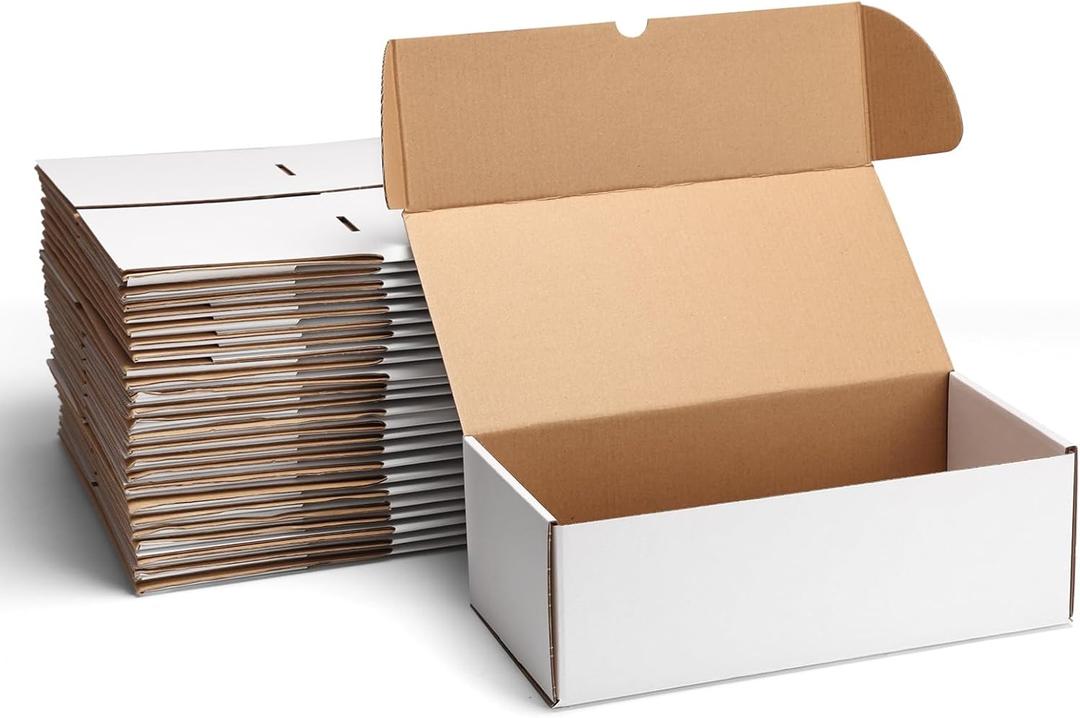 ZBEIVAN 12x6x4 White Shipping Boxes Set of 25, Corrugated Cardboard Mailer Boxes for Packaging Small Business Mailing Gifts