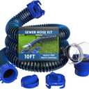 DUMPMAN RV Sewer Hose 10 Ft, Sewer Hose for RV Camper RV, Sewer Hose Kit with Swivel Fitting - Includes 90 Degree Clear View Sewer Adapter, and 2 Storage Caps