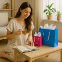 Aosric 30 Pack 6x3x8 Blue Gift Bags  Small Sturdy & Reusable Premium Gift Bags for Jewelry, Perfume, Skincare, Cosmetics, Boutique Gift, Party Favors, Weddings, Birthdays, Christmas and Holidays